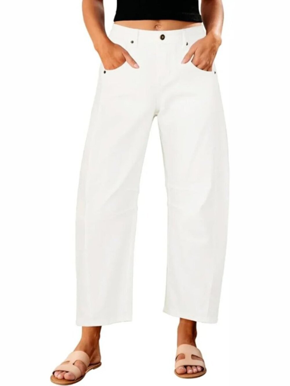 Ruti White Barrel Wide Leg High Rise Jeans Size 3